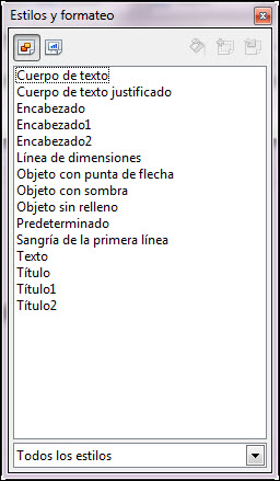 Ventana Estilo y formateo - Estilos de gráficos