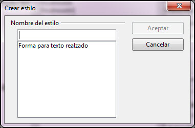 Cuadro de diálogo Crear estilo