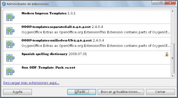 Administrador de extensiones