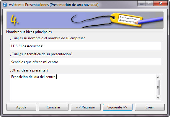 Asistente para presentaciones. Paso 4 Asistente para presentaciones. Paso 4