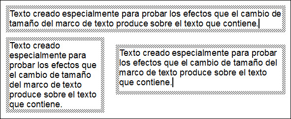 Cambio de tamaño en el marco de texto