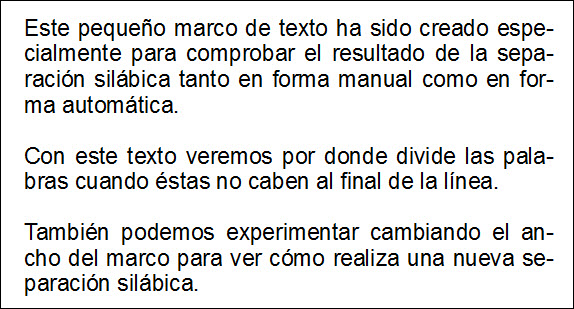 Texto con separación silábica Texto con separación silábica