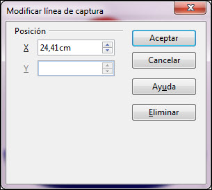 Cuadro de diálogo Modificar línea de captura
