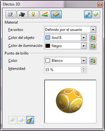 Ventana Efectos 3D - Material