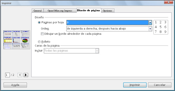 Cuadro de diálogo Imprimir - Diseño de página