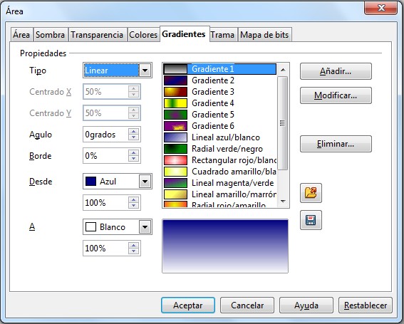 Cuadro de diálogo gradiente