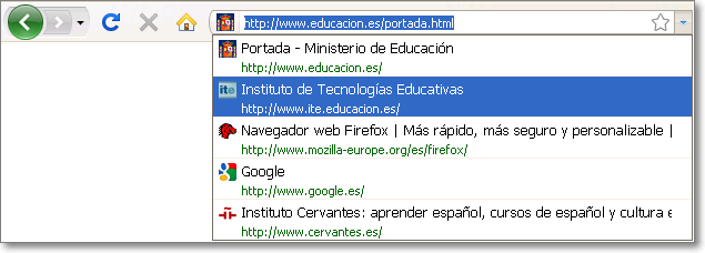 Historial de navegación Historial de navegación