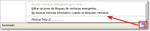 Ventana emergente bloqueada Ventana emergente bloqueada