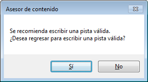 Pista para asesor de contenido Pista para asesor de contenido
