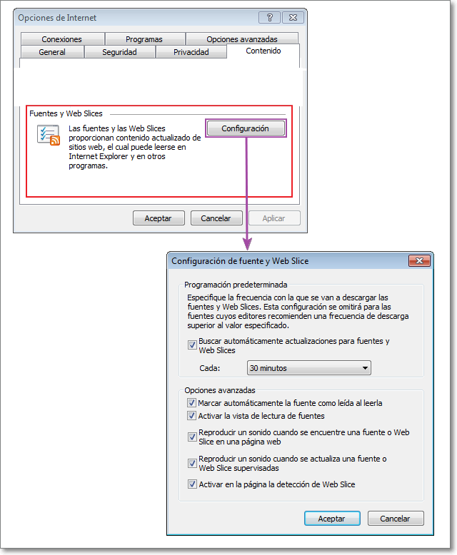 Configurar Web Slice Configurar Web Slice