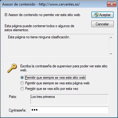Permitir ver sitio web Permitir ver sitio web