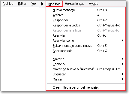 Menú Mensaje