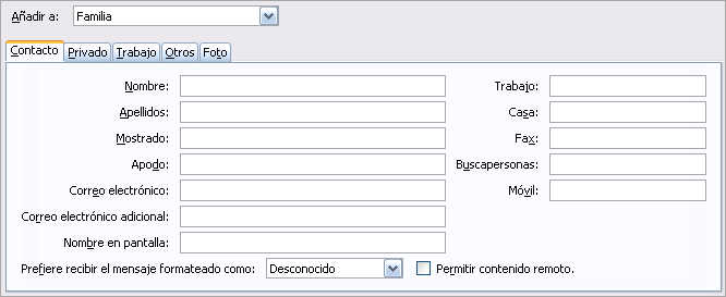 Tarjeta de contacto