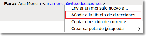 Añadir a la libreta de direcciones Añadir a la libreta de direcciones