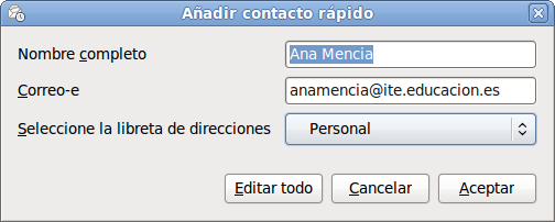 Añadir contacto rápido