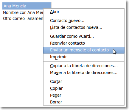 Enviar mensaje a contacto