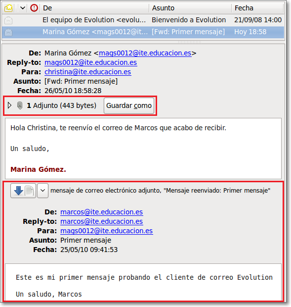 Recibiendo reenvío