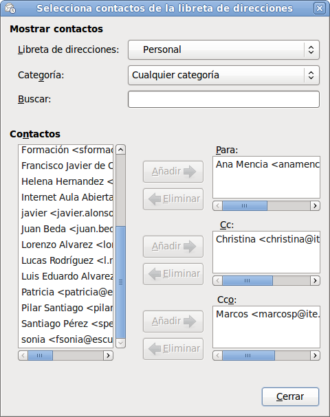Seleccionar contactos