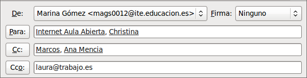 Tipos de destinatarios Tipos de destinatarios