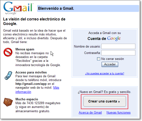 Insistir Academia raíz Crear una cuenta en Gmail