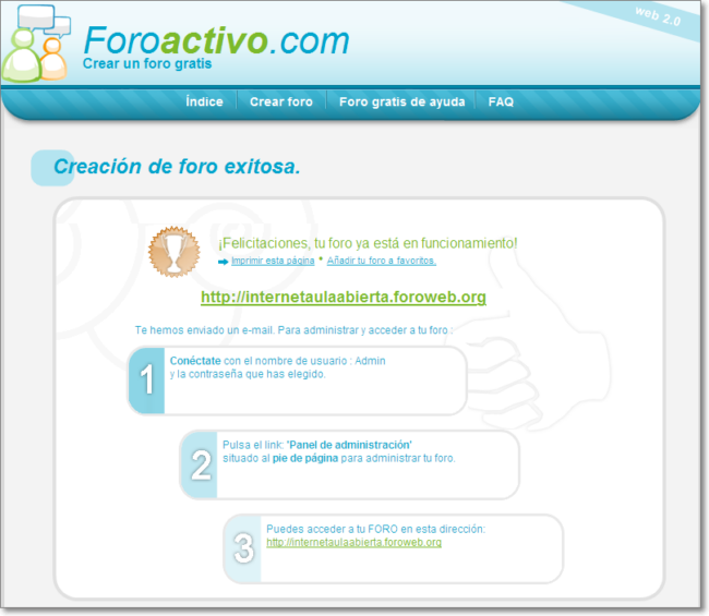 Fin de la creación del foro