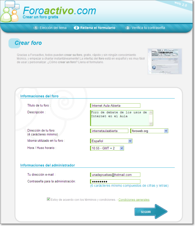 Rellenar formulario