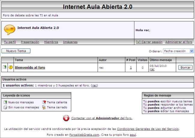 Foro creado en Foroswebgratis