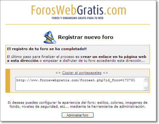 Fin de registro del foro
