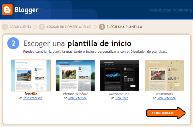 Elegir plantilla