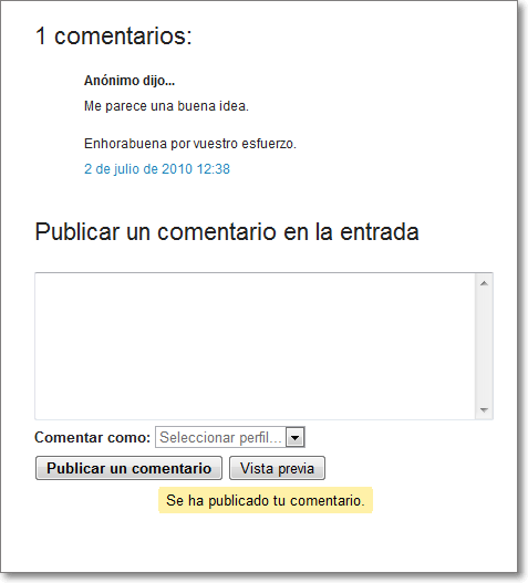 Comentario realizado