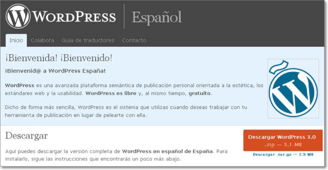 Descargar Wordpress