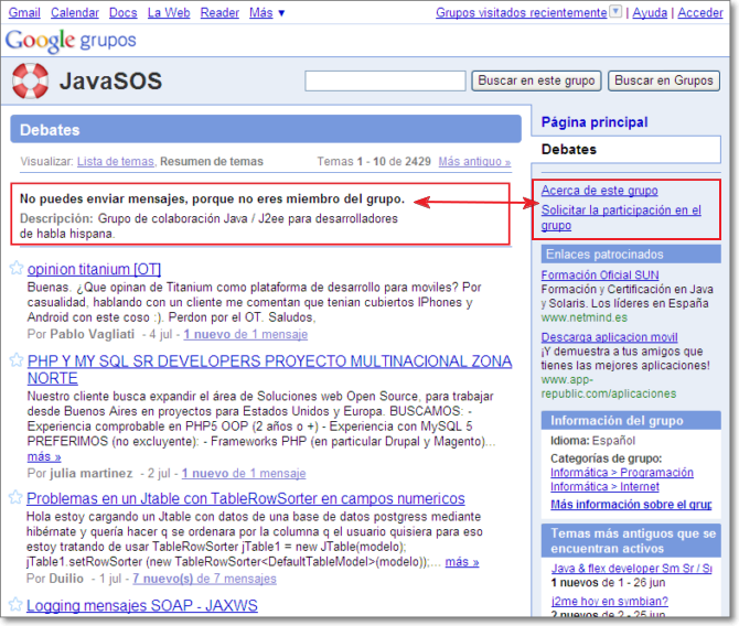 Debates de Grupo de Google