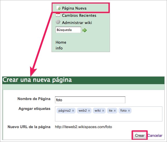 Crear nueva página Crear nueva página