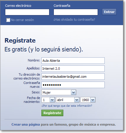 Facebook registro