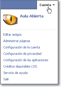 Menú de Cuenta