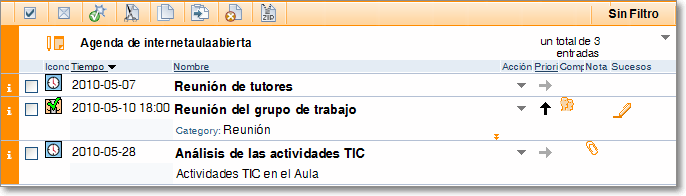 Agenda de contenidos