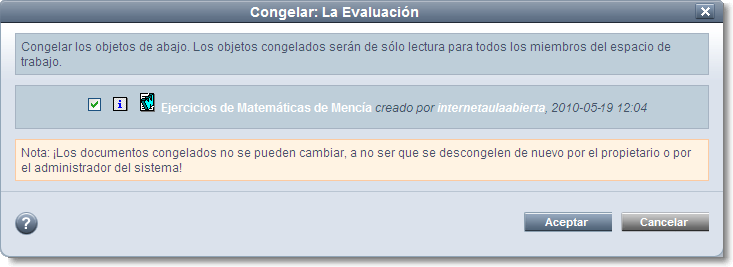 Congelar objeto Congelar objeto