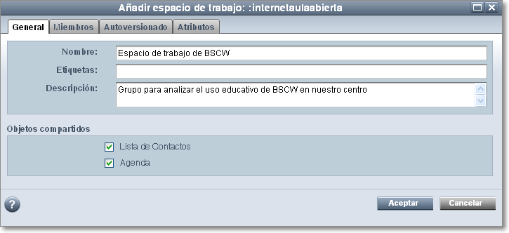 Añadir espacio de trabajo
