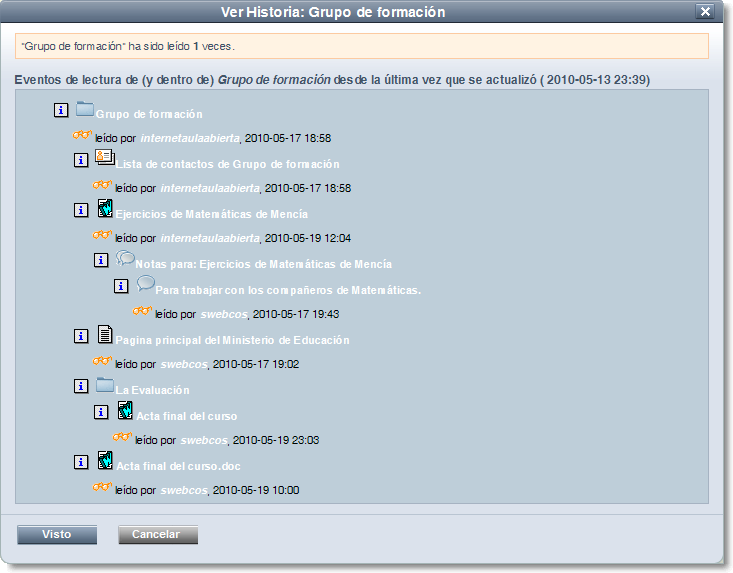 Ver historial de leido
