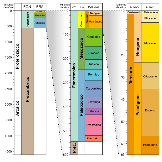 Gráfico de las eras geológicas